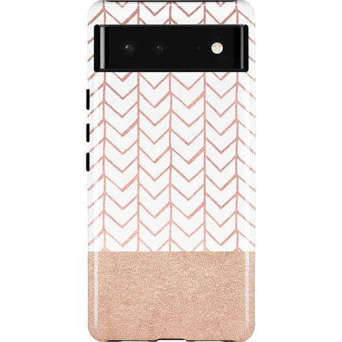 Rose Gold Herringbone Pixel Cases